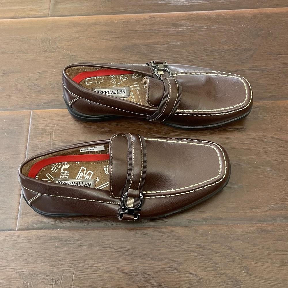 Joseph Allen Big Boys Brown Faux Leather Deck Boat Shoe Loafer Sz 3 US